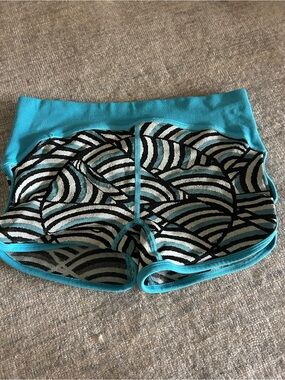 Free People Aqua Blue Patterned Athletic Shorts - ACCEPTING OFFERS